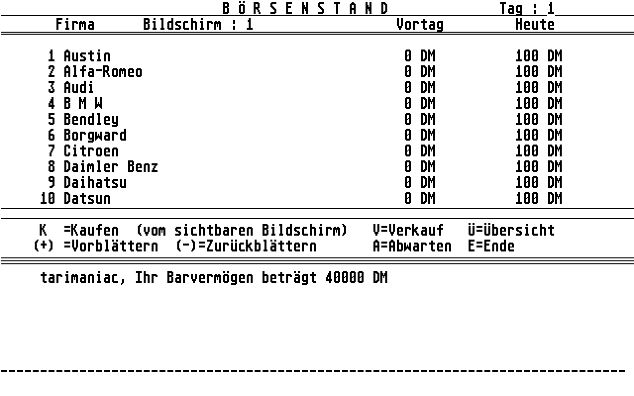 Auto-Börse atari screenshot